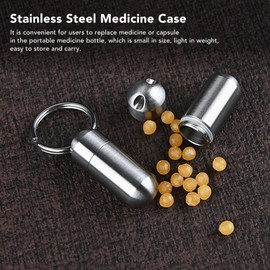 Hapivida Mini Tragbare Medizinflasche Wasserdichte Kapsel Pillendose Kleine Metall Tablettenbox Pillen Organizer Schlüsselanhänger für Unterwegs, Camping, Reisen