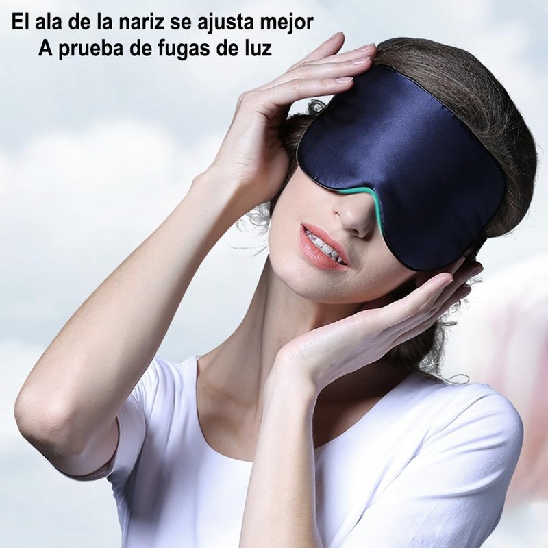Antifaz para Dormir, Comodidad de Seda Suave Ajustable con Máscara