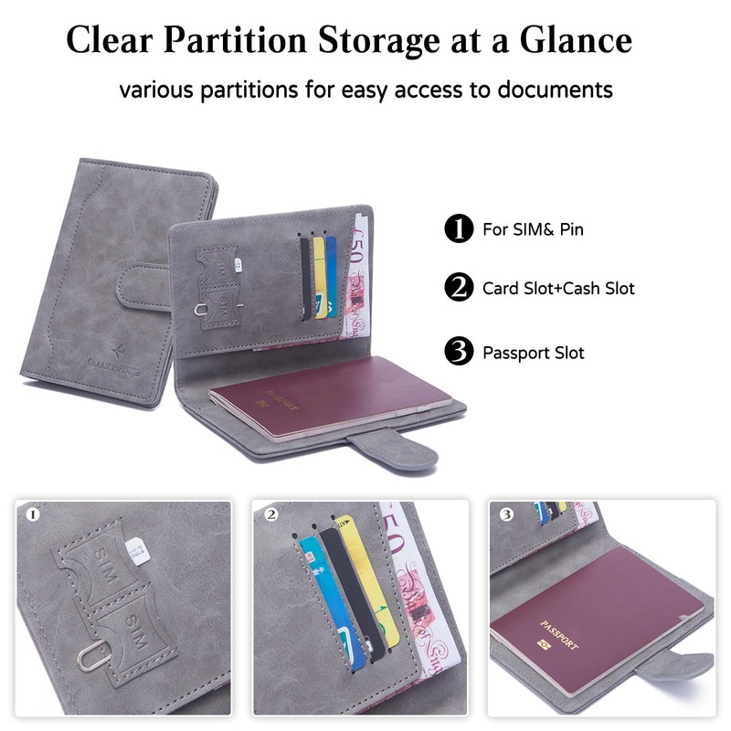 PORRASSO Passport Holder Travel Wallet RFID Blocking Card Case PU