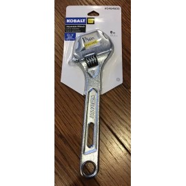 KOBALT Adjustable Wrench 8 inch - Chrome Vanadium Steel - Extra Wide Jaw 464605