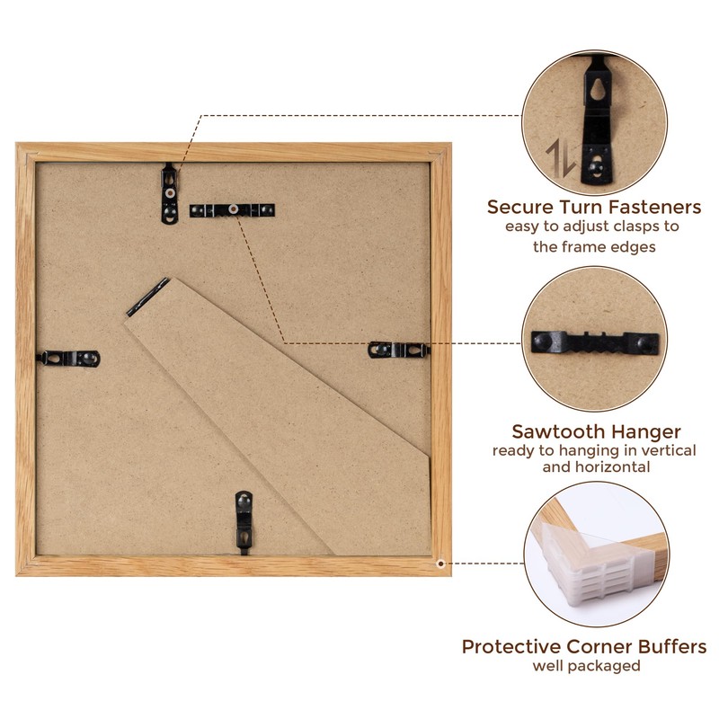8x8 Picture Frame, Solid Oak Wood 8 x 8 Picture