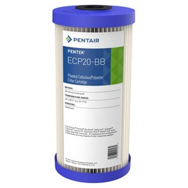 Pentair Pentek ECP20-BB Big Blue Sediment Water Filter, 10-Inch, Whole House Heavy Duty Pleated Cellulose Polyester Replacement Cartridge, 10" x 4.5", Blue End Cap, 20 Micron
