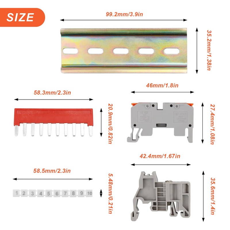SRJQXH DIN Rail Terminal Block, DIN Rail, Feed-Through Terminal, Flame