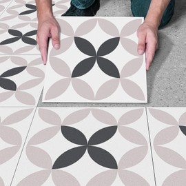 VIRANDA 24PCS Removable PVC Simple Floor Tile Stickers Self-Adhesive 7.87 x 7.87 inch Tile Decals Peel and Stick Backsplash Wallpaper Decoration for Kitchen Bedroom Living Room Bathroom