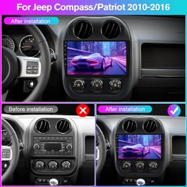 Car Radio for Jeep Compass Patriot 2010 2011 2012 2013 2014 2015 2016, [2GB+64GB] 10.1 inch Android Touch Screen Patriot Stereo, CarPlay/Android Auto/DSP Audio/1080P/SWC/Bluetooth/WiFi/Backup Camera