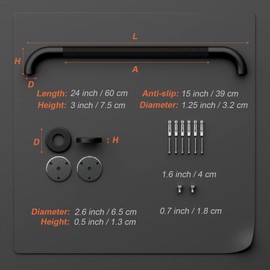 Anti-Slip Black Grab Bar 24 Inch, iMomwee Stainless Steel Bathroom Grab Bars with Knurled Grip, Wall Mounted Shower Handle Bath Handle, Safety Bars for Senior Elderly Handicap