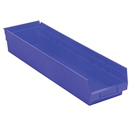 Plastic Shelf Bin Nestable 6-5/8"W X 23-5/8" D X 4" H Blue - Lot of 6