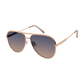 Rocawear R3406 Metal UV400 Protective Flat Lens Aviator Pilot Sunglasses. Gifts for Women with Flair, 59 mm, Rose Gold & Nude