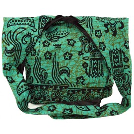 GURU SHOP Sadhu Bag, Shoulder Bag, Hippie Bag, Orange, Unisex, Adult, 30 x 32 x 10 cm, Green, Unit size