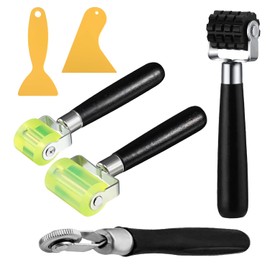 4 Stück Andrückrolle, Robust und Einfach zu Bedienen, Andrückwalze für Bodenbeläge, mit 2 Schaber, Tapetenroller Andrückrolle, für Fügen, Schweißen oder Reparieren (Schwarz)