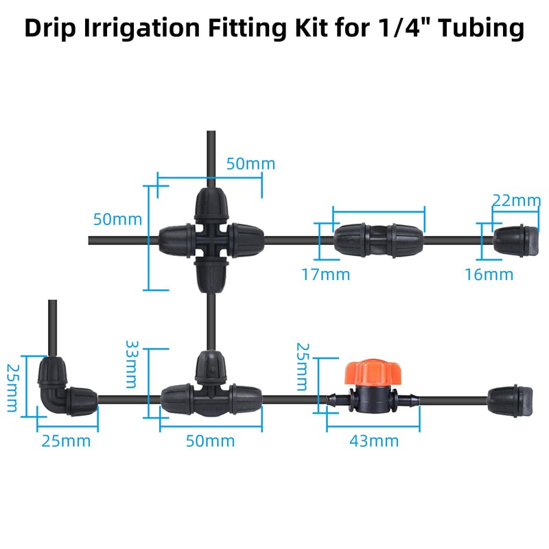 iBamso Drip Irrigation Barbed Connectors, Upgraded Drip Irrigation 90° Elbow