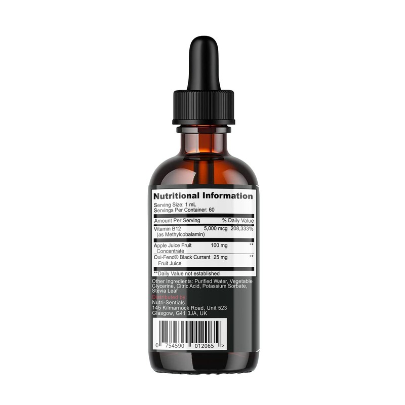 Vitamin B-12 Liquid Drops - 5000 mcg Methylcobalamin High Strength