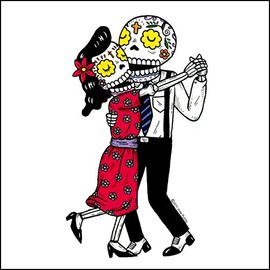 Jumpin' Jive Dancing Calaveras - Weather Proof Die Cut Vinyl Day of the Dead Sticker
