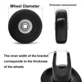 Cosmpeak Pack of 4 Suitcase Luggage Wheels Replacement Wheels Rubber Mute Replacement Luggage Case Wheel Suitcase Rubber Suitcase Wheels Replacement with Metal Axles Replacement Wheels for Suitcases