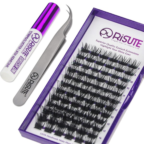 Risute DIY Lash Extension Kit, 72pcs Faux Mink Individual Lashes,