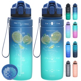 Dosurer Drinking Bottle, 1 Litre, 700 ml, 500 ml Children's Leak-Proof, Water Bottle with Motivational Time Marking, BPA-Free Tritan Sports Bottle for School, Sports, Bike, Work, Fitness