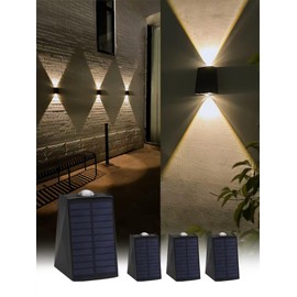 Mrzxy - Luces solares de pared para exteriores, 3000 K hacia arriba, hacia abajo, del anochecer al amanecer, impermeables para cerca, porche, exteriores acentuados paisajísticos (blanco cálido
