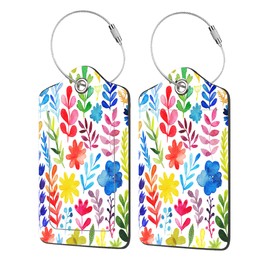 EOBKLAX Luggage Tags for Suitcase,2 Pack Bright Flowers and Plants Luggage Tag with Privacy Flap,Name ID Label and Metal Loop for Women Men Girls Baggage Bag Backpack Instrument