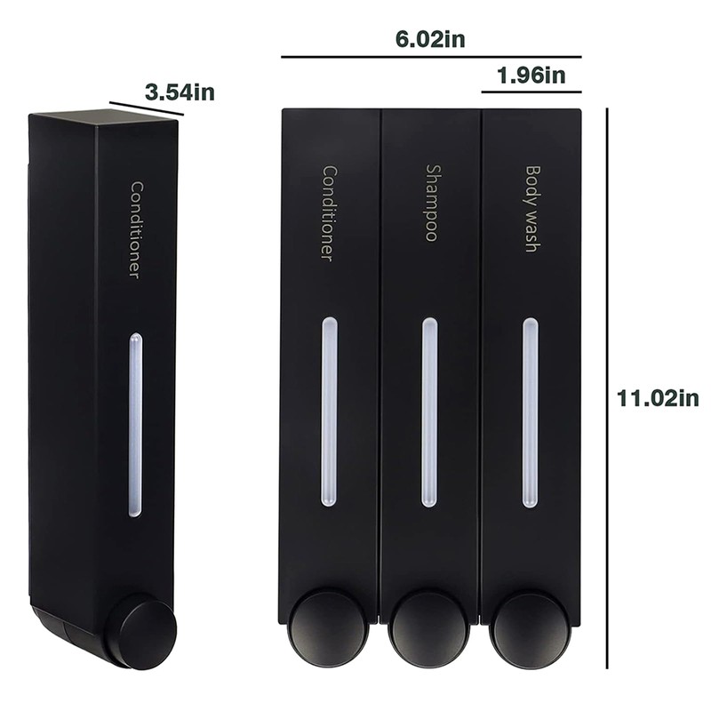 4 Pcs Shampoo Conditioner Dispenser, 3 Chamber 3x420ml Shower Soap
