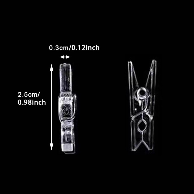 50pcs Clear Small Clips, Transparent Plastic Clear Clips Binder Photo