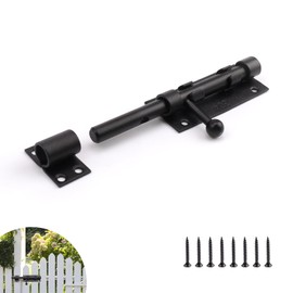 304 Stainless Steel Door Bolt Black Length 16 cm Thickened 12 mm Door Bolt Lockable with 8 Screws Bolt Lock Door Bolt for Outdoor and Indoor Doors and Windows Garden Gates