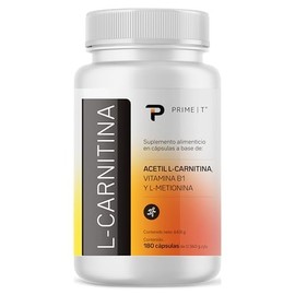 Primetech L-CARNITINA 180 cpsulas con 240mg de acetil l carnitina, 12g vitamina b1 y 12g l metionina, lipotrpico productor de energa                  
