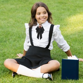 ABOOFAN Retro Bowtie Brooch Crystal Bee Animal Brooch Corsage Pretied Bow Tie Lapel Pin Shirt Tie Jabot Collar Neck Tie for Women Uniform (Black)