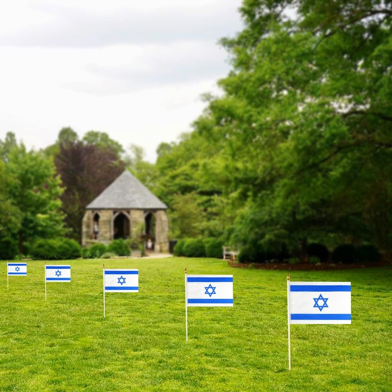QQSD Israel Small Flag Israeli Stick Mini Hand Held Flags