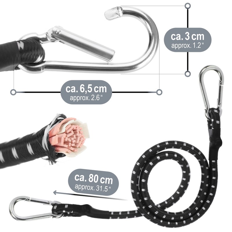 com-four® 3 x Rubber Tensioners - Luggage Tensioners with White