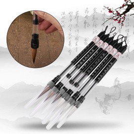 HEEPDD 6Pcs Water Brush Pen Set, Piston Water Ink Brush Chinese Calligraphy Pen for Beginner Practicing Painting Calligraphy
