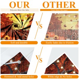 Leowefowa Fall Banner 10x8ft Polyester Harvest Hay Farm Pumpkin Patch Backdrop Sunflower Maple Photo Backdrops Thanksgiving Banner Decorations for Party