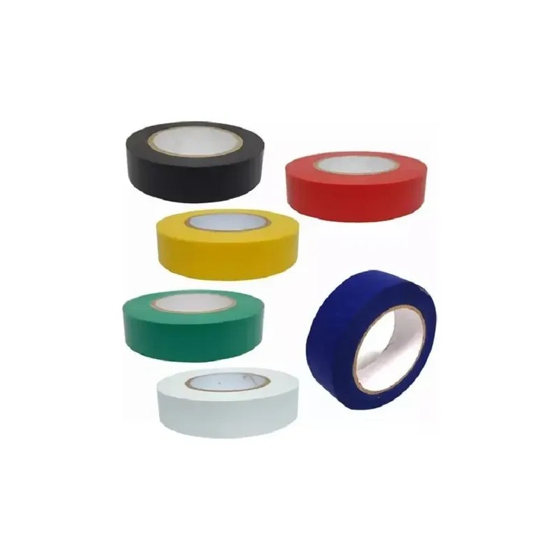 10 Rollos Cinta Aislante PVC Multicolor 10m x 19mm Alta