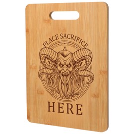 Tioncy Place Sacrifice Here Bamboo Cutting Board Vintage Devil Krampus Chopping Board Christmas Decorative Wood Chopping Blocks Farmhouse Table Shelf Decorations Wooden Home Christmas Kitchen Gifts
