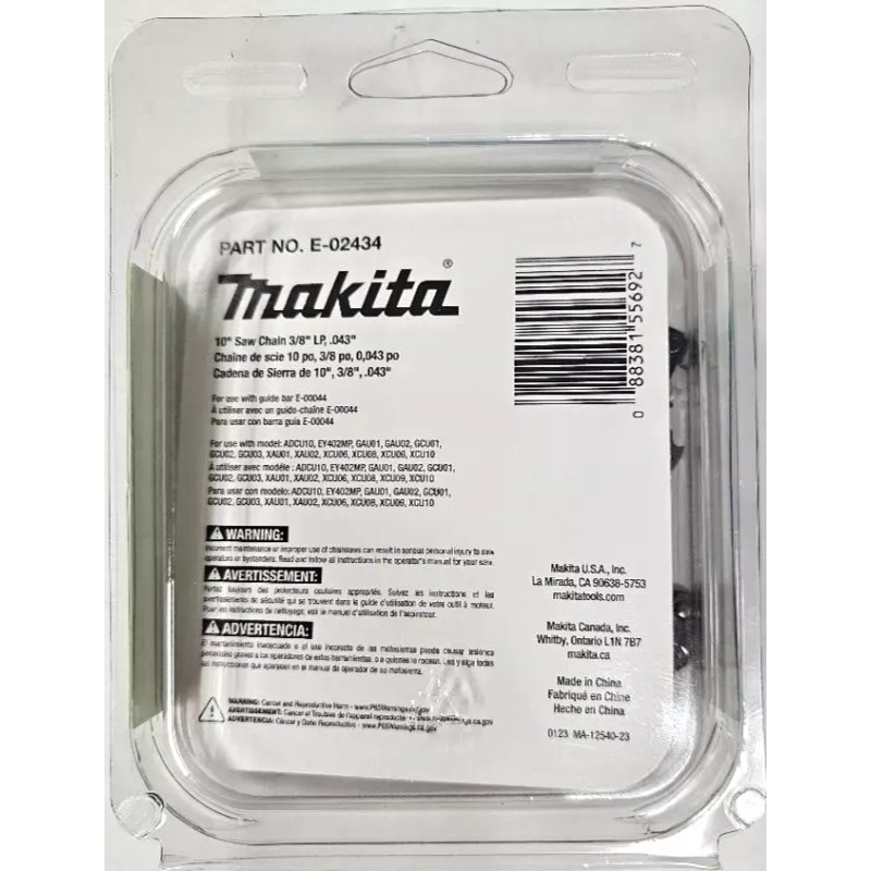 Makita Brand 10" Saw Chain E-02434 3/8" 043 4 XCU06