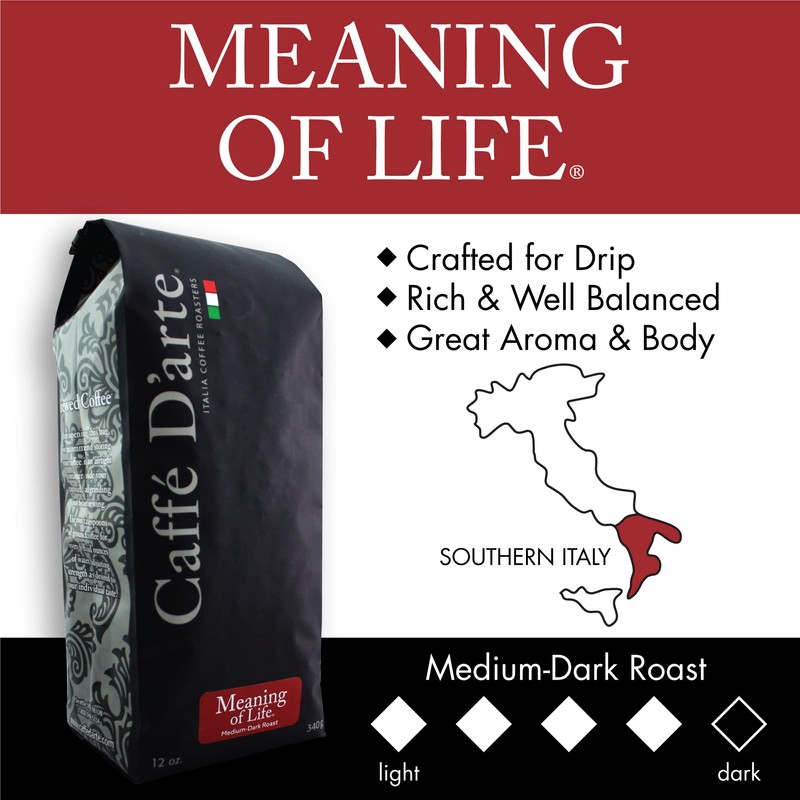 Caffe D'arte Meaning of Life Blend Whole Bean Coffee, 12
