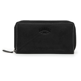 KLONDIKE 1896 'Scarlett' Women's Large Leather Purse with Many Compartments - Women's Purse with Zip Long - Women's Purse Long Wallet in Landscape Format, Black, black, Vintage
