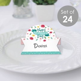 Big Dot of Happiness Colorful Floral Happy Mother's Day - We Love Mom Party Tent Buffet Card - Table Setting Name Place Cards - Set of 24