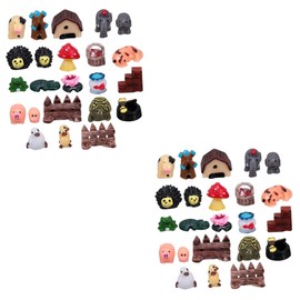 Generic 2sets Miniature Resin Animal Figurines Creative Fairy Garden Ornaments for Micro Landscape Decor Durable Wear Resistant Miniature Cartoon Models for Home and Garden Use 24pcs*2