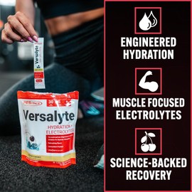PEScience Versalyte Keto Electrolyte en polvo, sin azúcar, sabor a Wild Berry Splash, 30 sobres individuales.