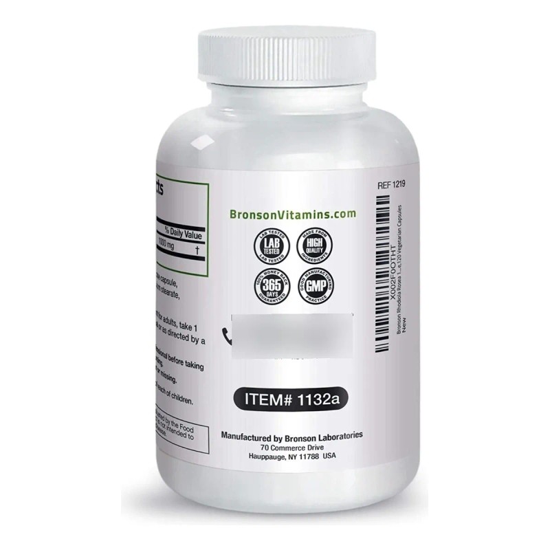 Rhodiola Rosea 1000mg (120 Cápsulas) Bronson Sabor Sin Sabor