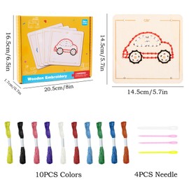 Felicify Montessori Toys for 3+ Ages, Kids Wooden Sewing Kit, Kids' Sewing Kits, Wooden Lacing Toys, Wooden Lacing Cards, Wooden Sewing Cards, Montessori Learning Toys for Kids 3+ (Transportation)