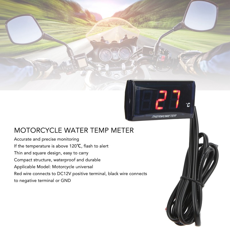 Universal Motorcycle DC12V LCD Screen Slim Water Temperature Gauge With