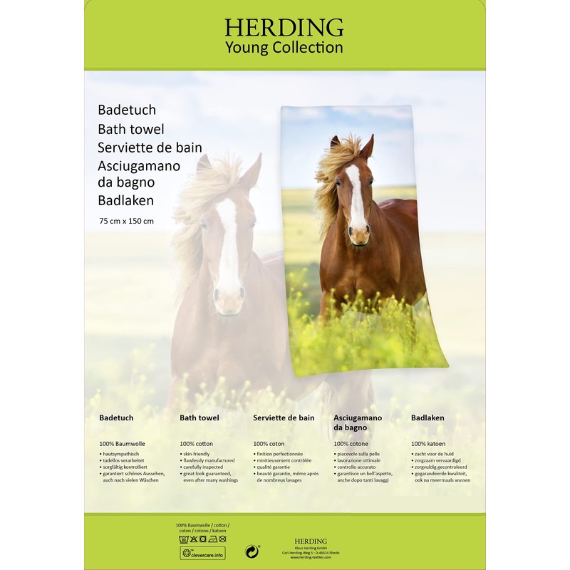 Herding Young Collection Bath Towel, 150 x 75 cm, Horse