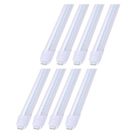 JOMITOP Rotatable R17d Base 8ft Led Light Bulbs 45W, Need Bypass Ballast,Replace 100W Fluorescent Shop Lights,Dual-Ended Power, Cold White 6000K, clear Cover, AC 90-277V 8Pack