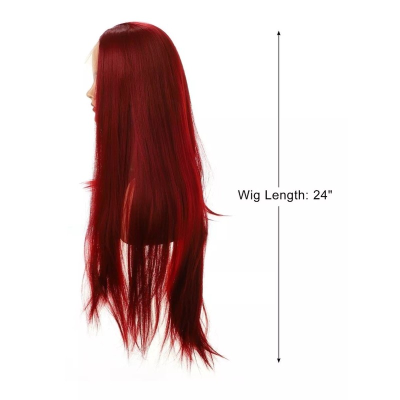 Vocoste Peluca Largo Liso De Niña 24'' Rojo Vino