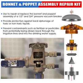 905-211 1/2" - 3/4" Bonnet & Poppet Assembly Repair Kit Fit for Febco PVB Model 765CBV & 765DBV-1/2" - 3/4", Combines Bonnet Assembly Kit 905-047 and Poppet Assembly Kit 905-049
