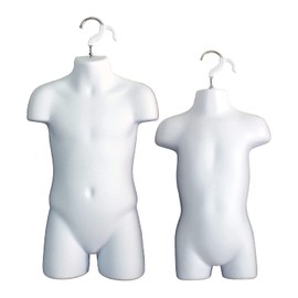 DisplayTown 3 Sets of White Toddler + Child Torso Hollow Back Plastic Injection Form Mannequin & Hanging Hook