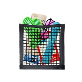 TrunkExpert, Universal Mesh Bag with Velcro 30cm x 30cm Organizer Bag Multipurpose Attachment Back Seat Wall Storage Organizer with Velcro Car Accessories 1 Piece