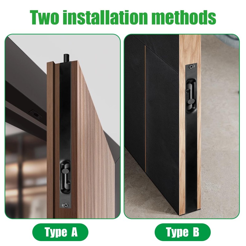 Door Latch Flush Bolt, Concealed Sliding Latch, Door Edge Latch