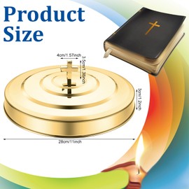 Newtay Gold Communion Trays Cover Stainless Steel Round Holy Cup Tray Cover for Churches Communion Supplies, 11 Inches